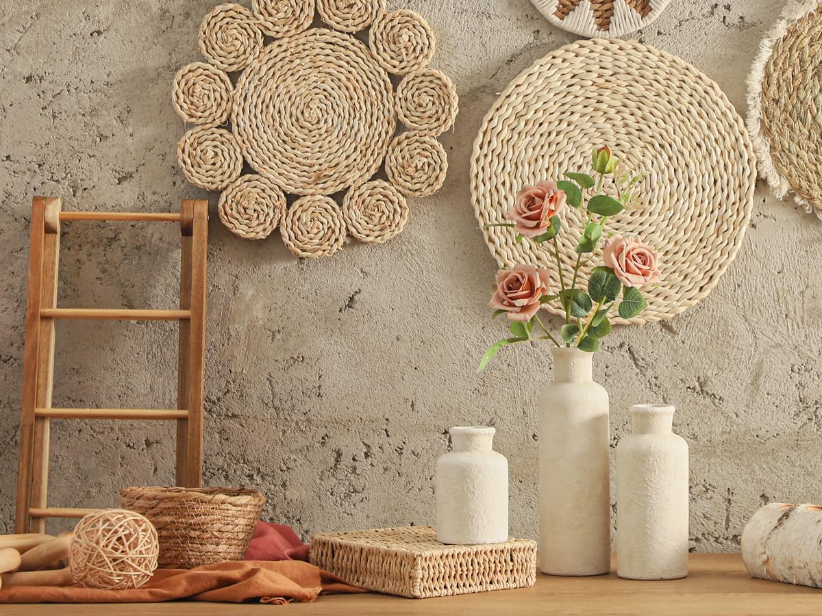 AELEAN Ceramic Vases Set of 3 – Whitewashed Neutral, Farmhouse Decor