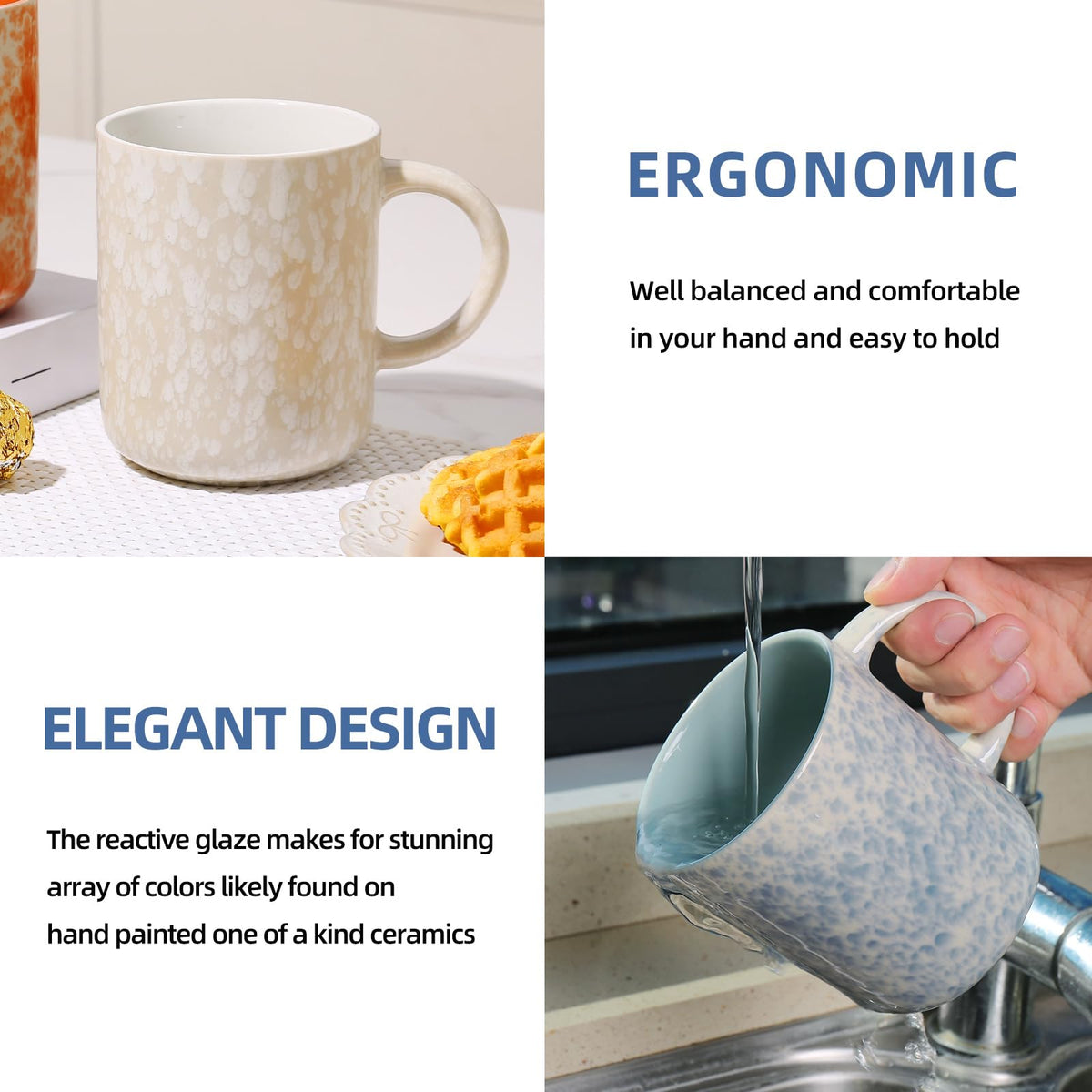 AELEAN 17oz Ceramic Coffee Mugs – Set of 4
