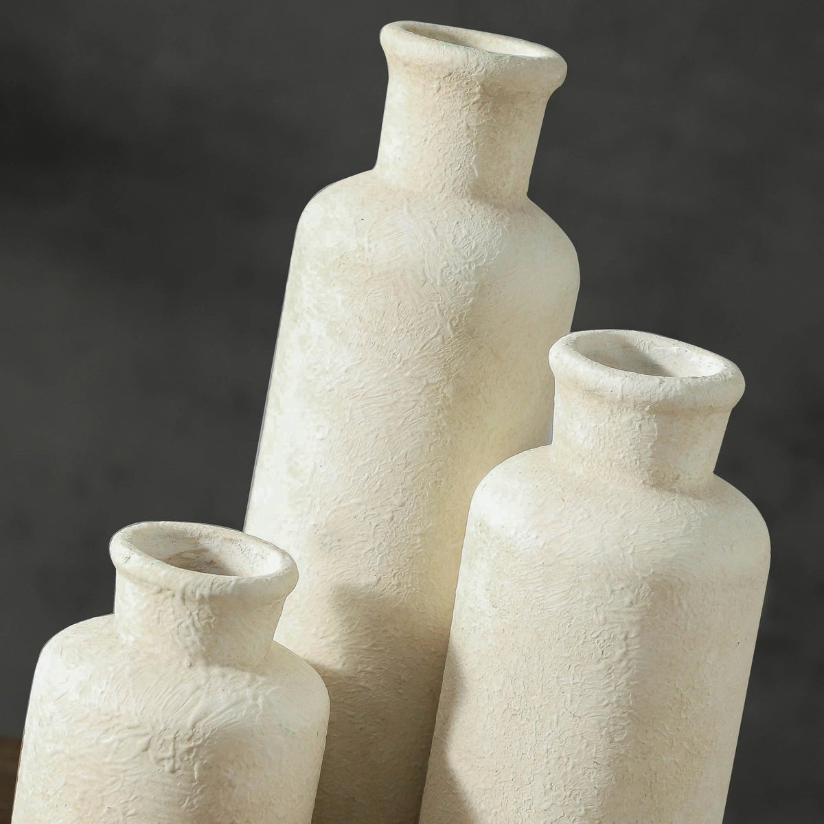 AELEAN Ceramic Vases Set of 3 – Whitewashed Neutral, Farmhouse Decor