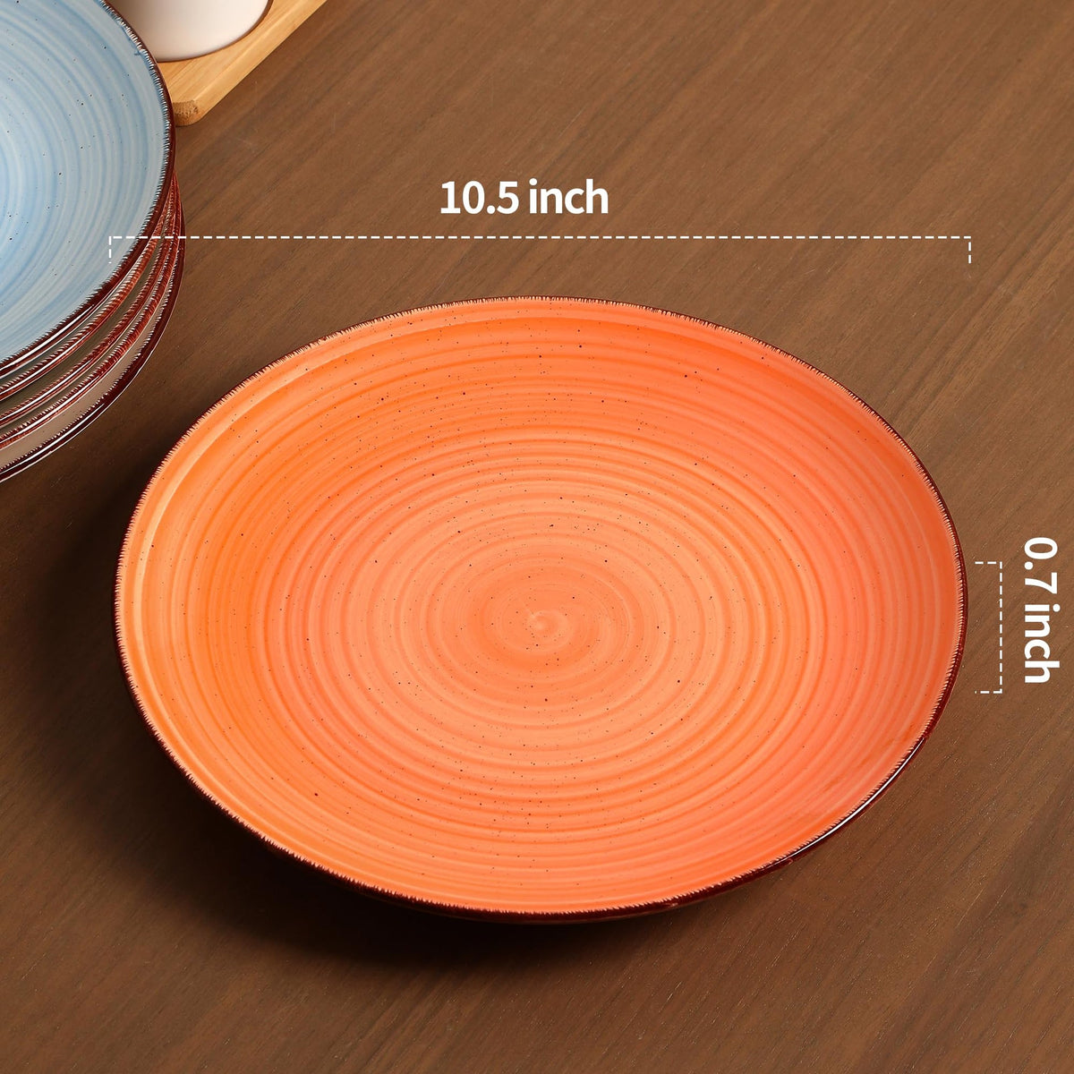 AELEAN Ceramic Dinner Plates – Set of 6, 10.5 Inch, Blue