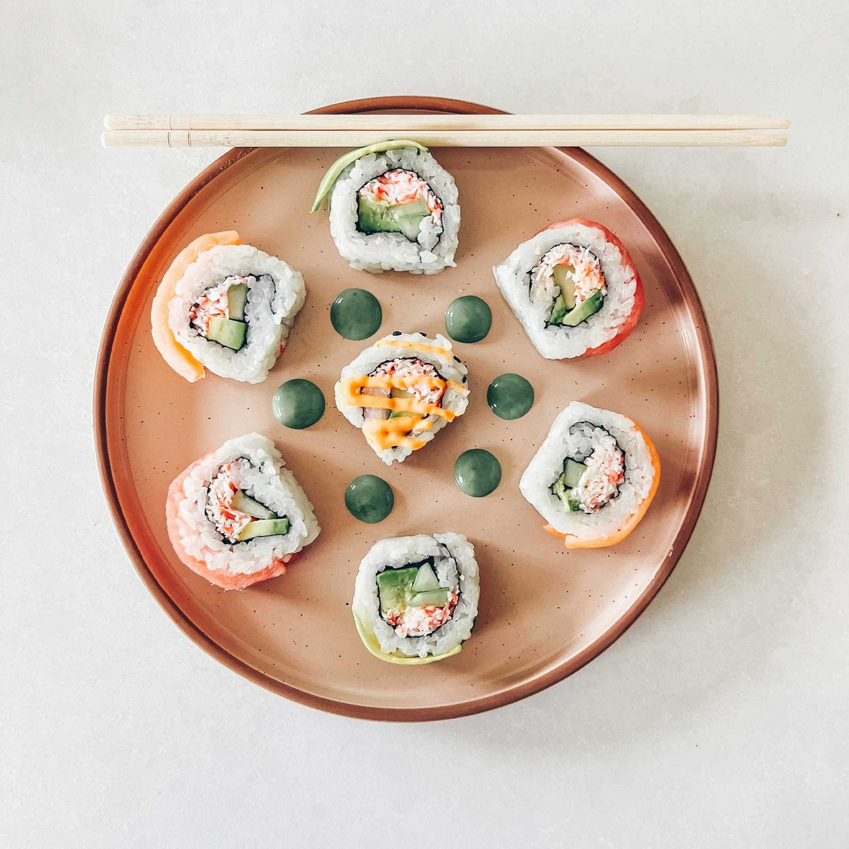 AELEAN Ceramic Flat Plates – Set of 6, 8 Inch, Neutral Colors
