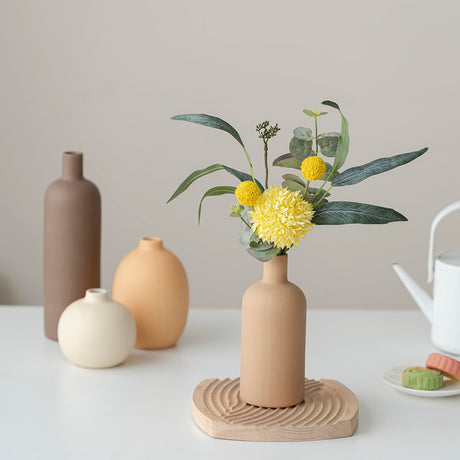 AELEAN Modern Ceramic Vase Set of 4 – Neutral Colors, Coffee Mix