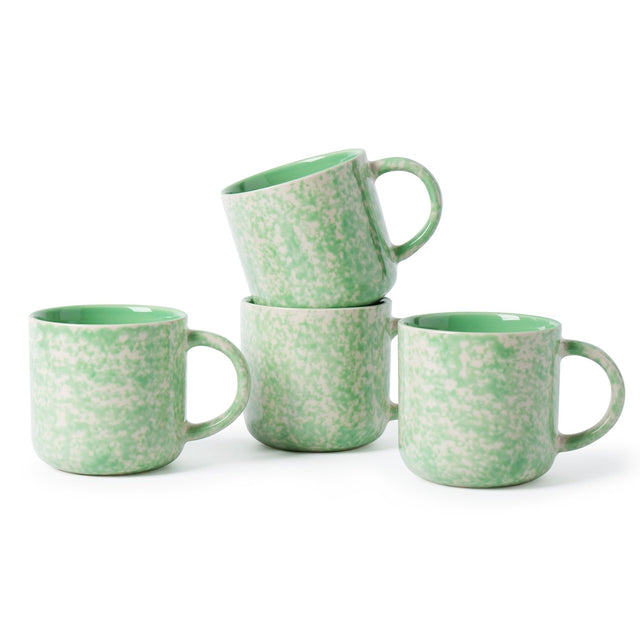 AELEAN 12oz Ceramic Coffee Mugs – Set of 4, Green