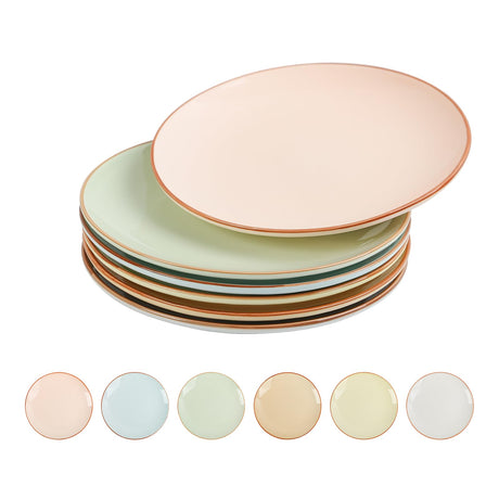 AELEAN Colorful Ceramic Dessert Plates – Set of 6, 8 Inch, Assorted Colors