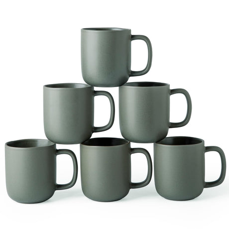 AELEAN 14oz Ceramic Coffee Mugs – Set of 6, Reactive Glaze