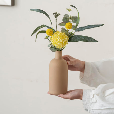 AELEAN Modern Ceramic Vase Set of 4 – Neutral Colors, Coffee Mix