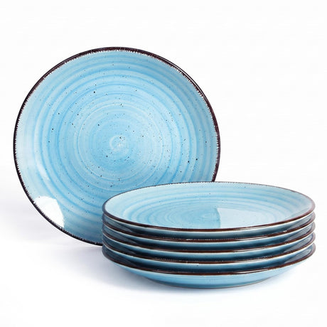 AELEAN Ceramic Dinner Plates – Set of 6, 10.5 Inch, Blue