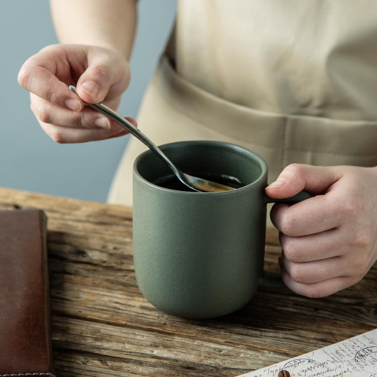 AELEAN 14oz Ceramic Coffee Mugs – Set of 6, Reactive Glaze