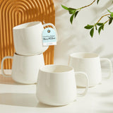 AELEAN 16oz Stackable Ceramic Coffee Mugs – Set of 4, White