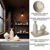 AELEAN Ceramic Vase Set of 3 – White & Beige, Stone-Look Texture
