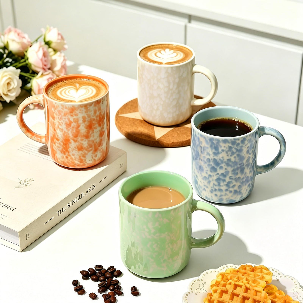 AELEAN 17oz Ceramic Coffee Mugs – Set of 4