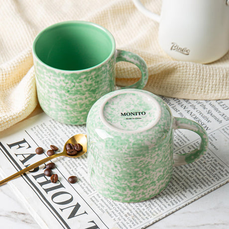 AELEAN 12oz Ceramic Coffee Mugs – Set of 4, Green