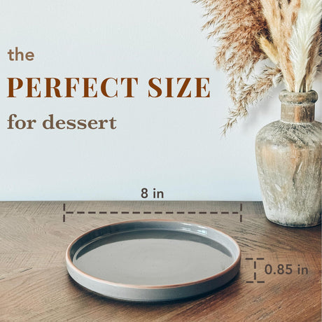 AELEAN Ceramic Flat Plates – Set of 6, 8 Inch, Neutral Colors