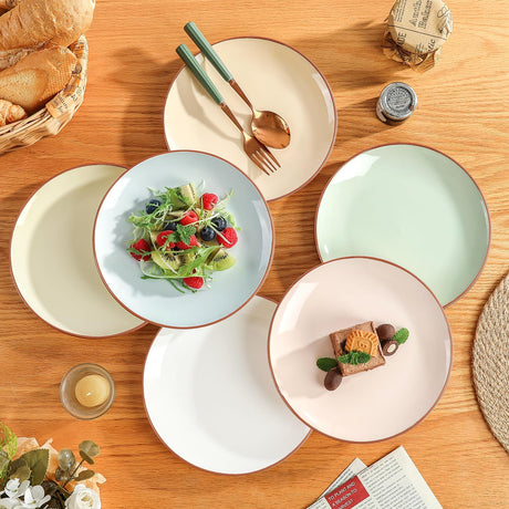 AELEAN Colorful Ceramic Dessert Plates – Set of 6, 8 Inch, Assorted Colors